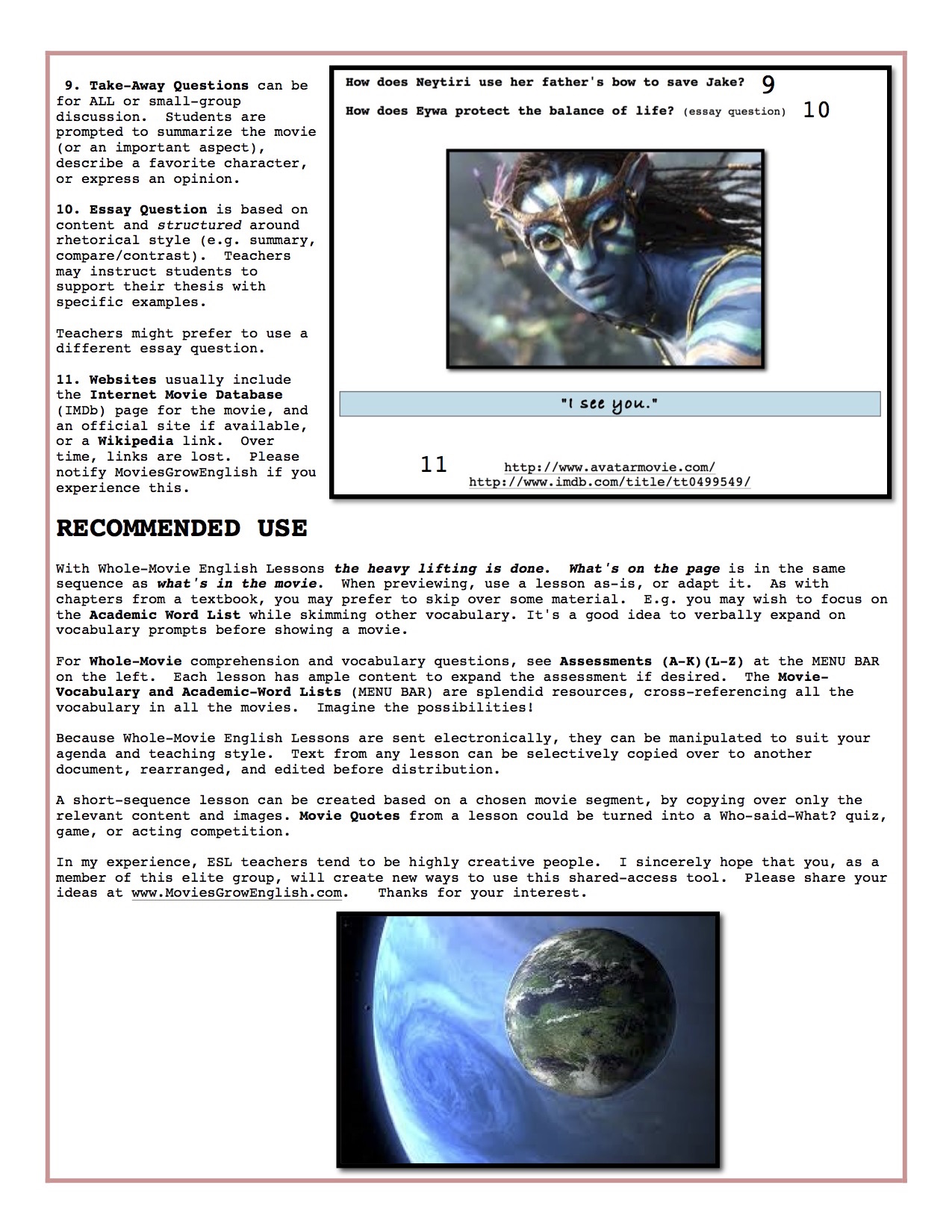 Anatomy of a Whole-Movie English ESL/EFL Lesson, Page 2