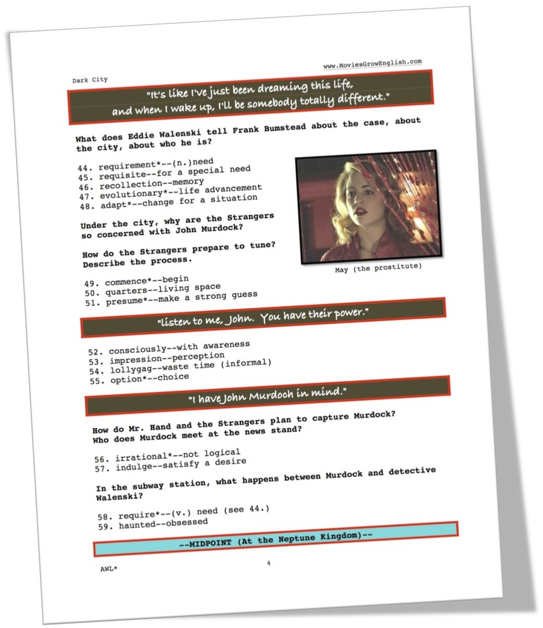 Dark City, ESL Lesson, page 4