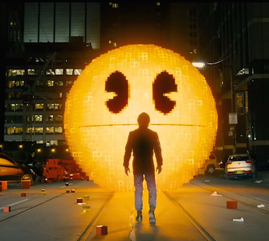 Ludlow faces up to Pacman in Pixels, 2015