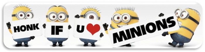 Minions banner for Despicable Me 2 at Movies Grow English, use movies to learn English.