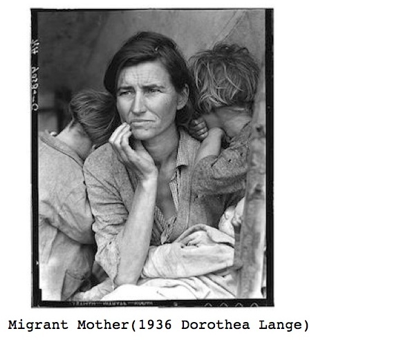 Black and white photo, Migrant Mother(1936 Dorothea Lange) for the ESL lesson, whole-movie for the film, It Happened One Night