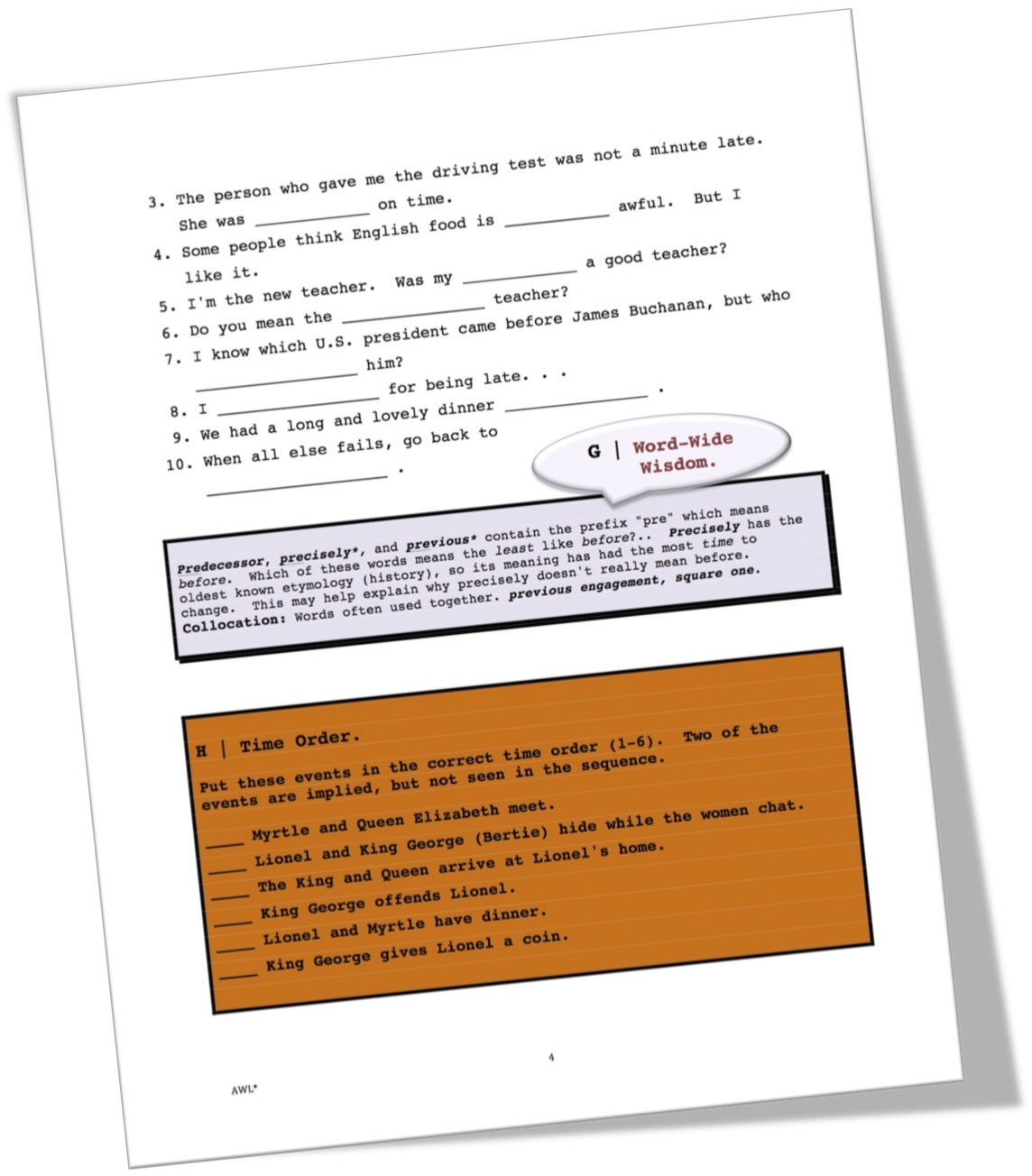 The King's Speech, Royal Visit Short-Sequence ESL Movie Lesson, Page 4