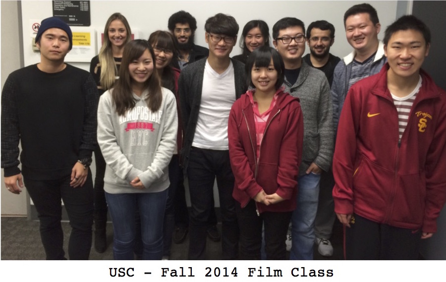 Student portrait from Fall 2014 at USC for Movies Grow English.  ESL lessons using movies. Nahyung Ahn,
Musaad Aldawood, Hanadi Alfaisal, Musleh AlGarni, Ahmed Almeshari, Abdullah Alqurashi, Amro Alsanousi, Abdullah Althemali, Mohammed Alyami,Yuzuka Ando, Kaori Cardon, Bokwang (Jason) Eom, ByeongHeon Kim, Ulan Korabay, Fengyu (Lucas) Liu, Jiacheng Lou, Haruka Maekawa, Takumi Miura, Mie Omokawa, Asset Ospanov.