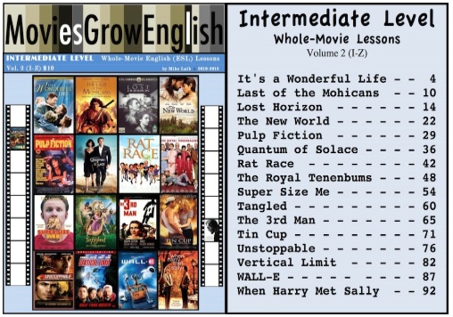 Intermediate-Level ESL textbook cover for whole-movie lessons at Movies Grow English